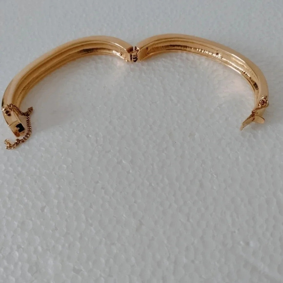 Swarovski Hinged Bangle Bracelet Gold Plated Channel Set White Crystals - Picture 6 of 12